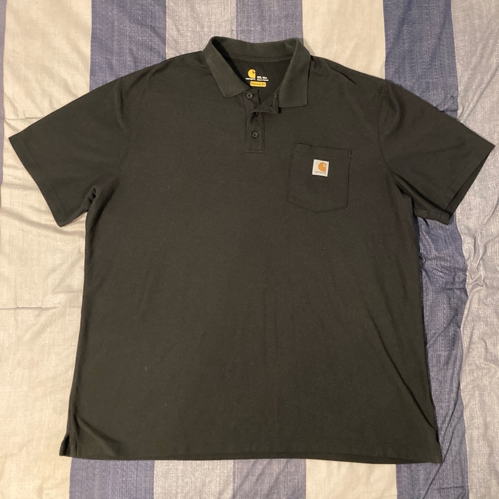 Carhartt Mens Polo Shirt Sz 2XLT Tall Pocket Black